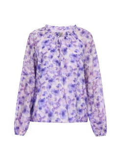 Dreimaster Damen Bluse in lila - Ausschnitt: Rundhals