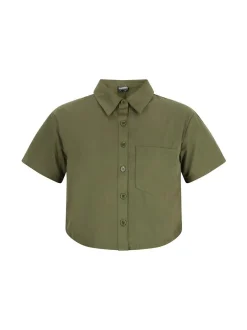 Dreimaster Damen Bluse in oliv - Ausschnitt: ohne Kragen