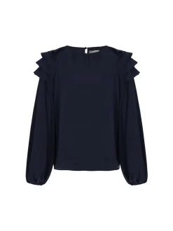 Dreimaster Damen Bluse in schwarz - Ausschnitt: Rundhals