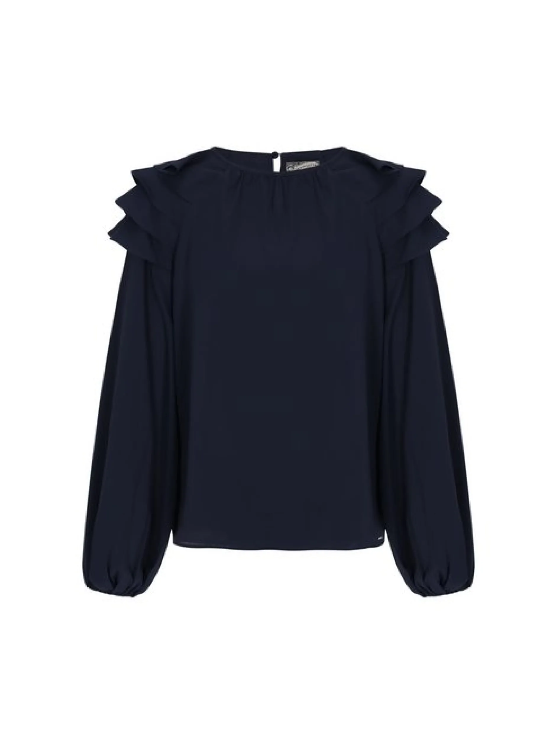 Dreimaster Damen Bluse in schwarz - Ausschnitt: Rundhals