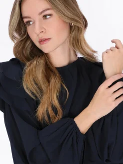 Dreimaster Damen Bluse in schwarz - Ausschnitt: Rundhals