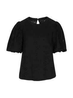 Dreimaster Damen Bluse in schwarz - Ausschnitt: Rundhals