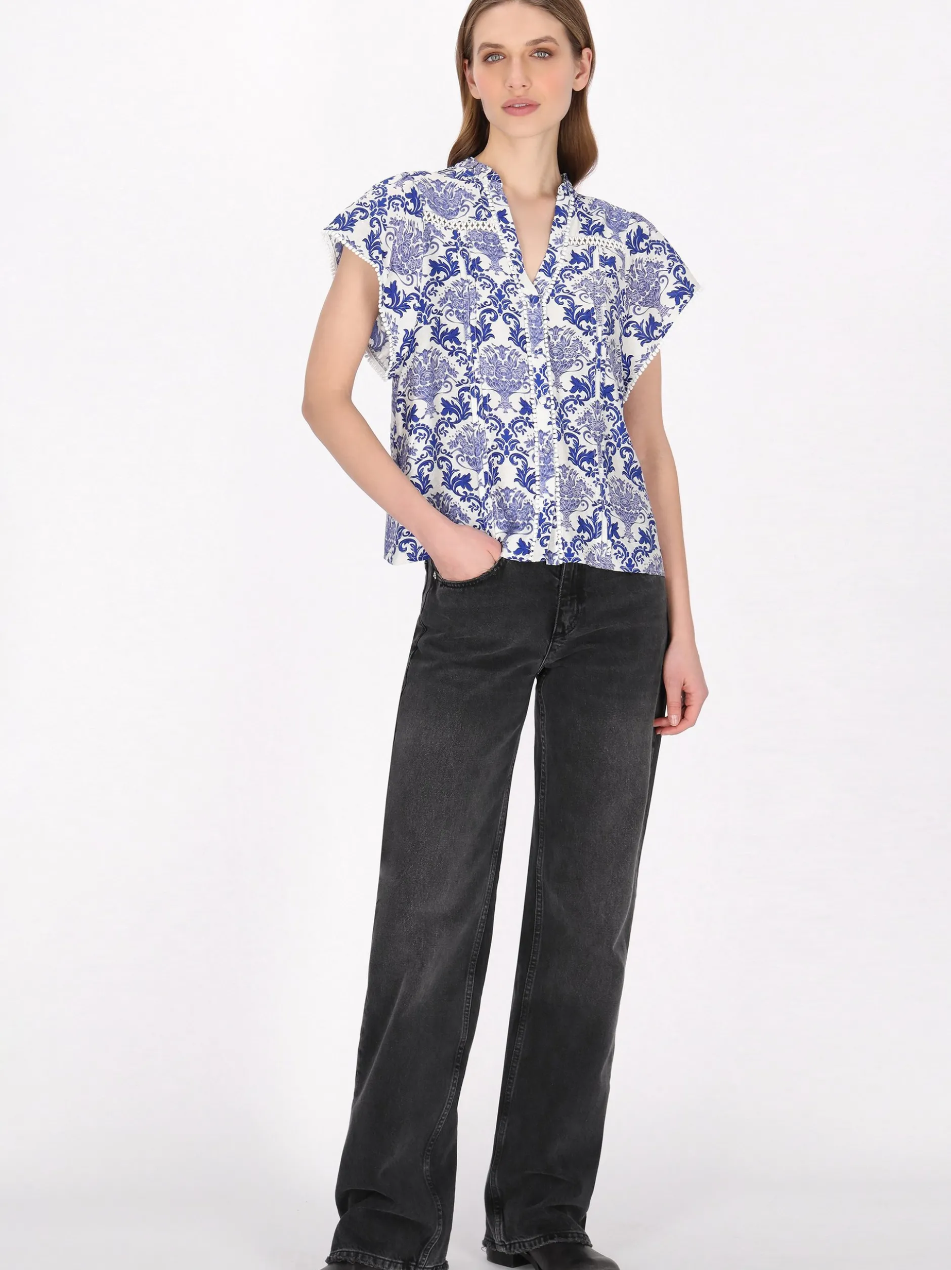 Dreimaster Damen Bluse in schwarz