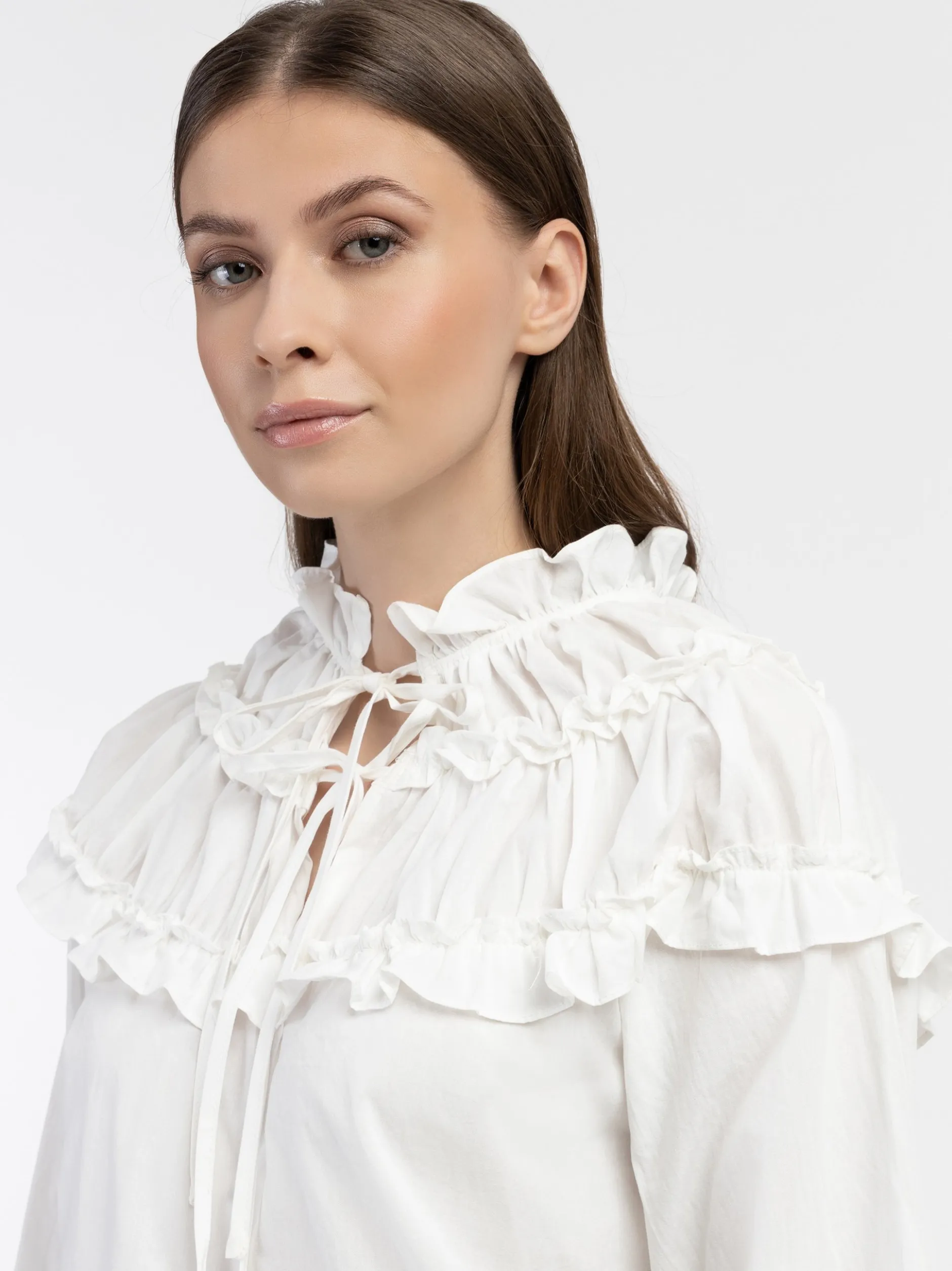 Dreimaster Damen Bluse in weiß - Ausschnitt: Envelope