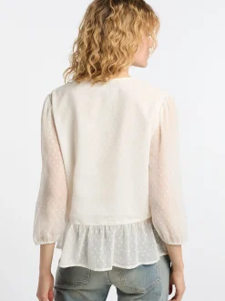 Dreimaster Damen Blusenshirt mit Spitze in weiß