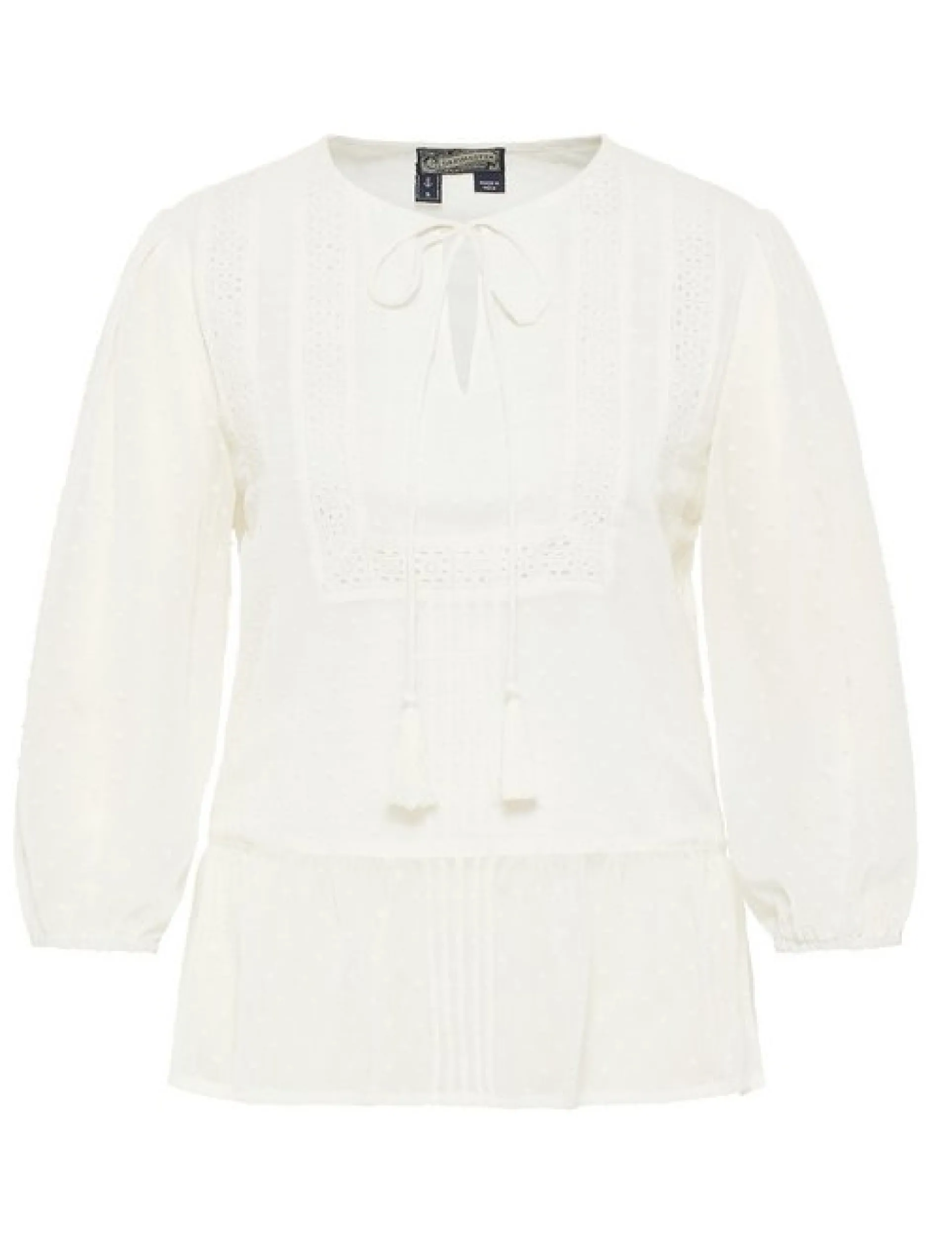 Dreimaster Damen Blusenshirt mit Spitze in weiß