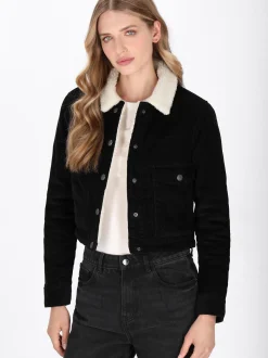 Dreimaster Damen Cordjacke in schwarz