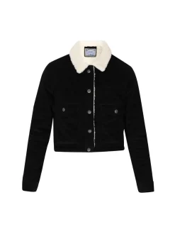Dreimaster Damen Cordjacke in schwarz