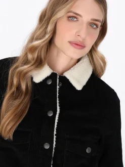 Dreimaster Damen Cordjacke in schwarz