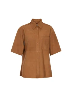 Dreimaster Damen Hemdbluse in cognac