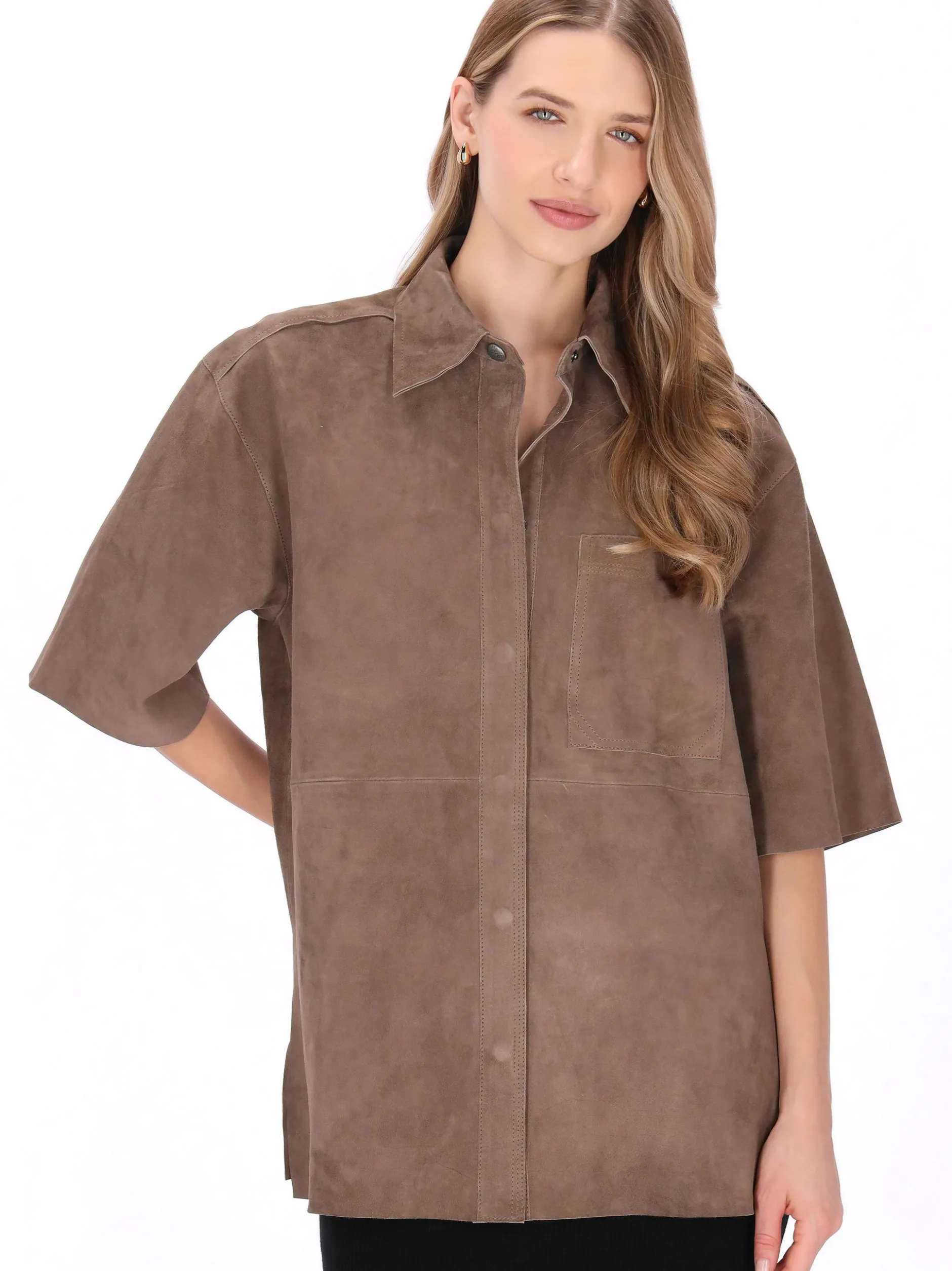 Dreimaster Damen Hemdbluse in taupe