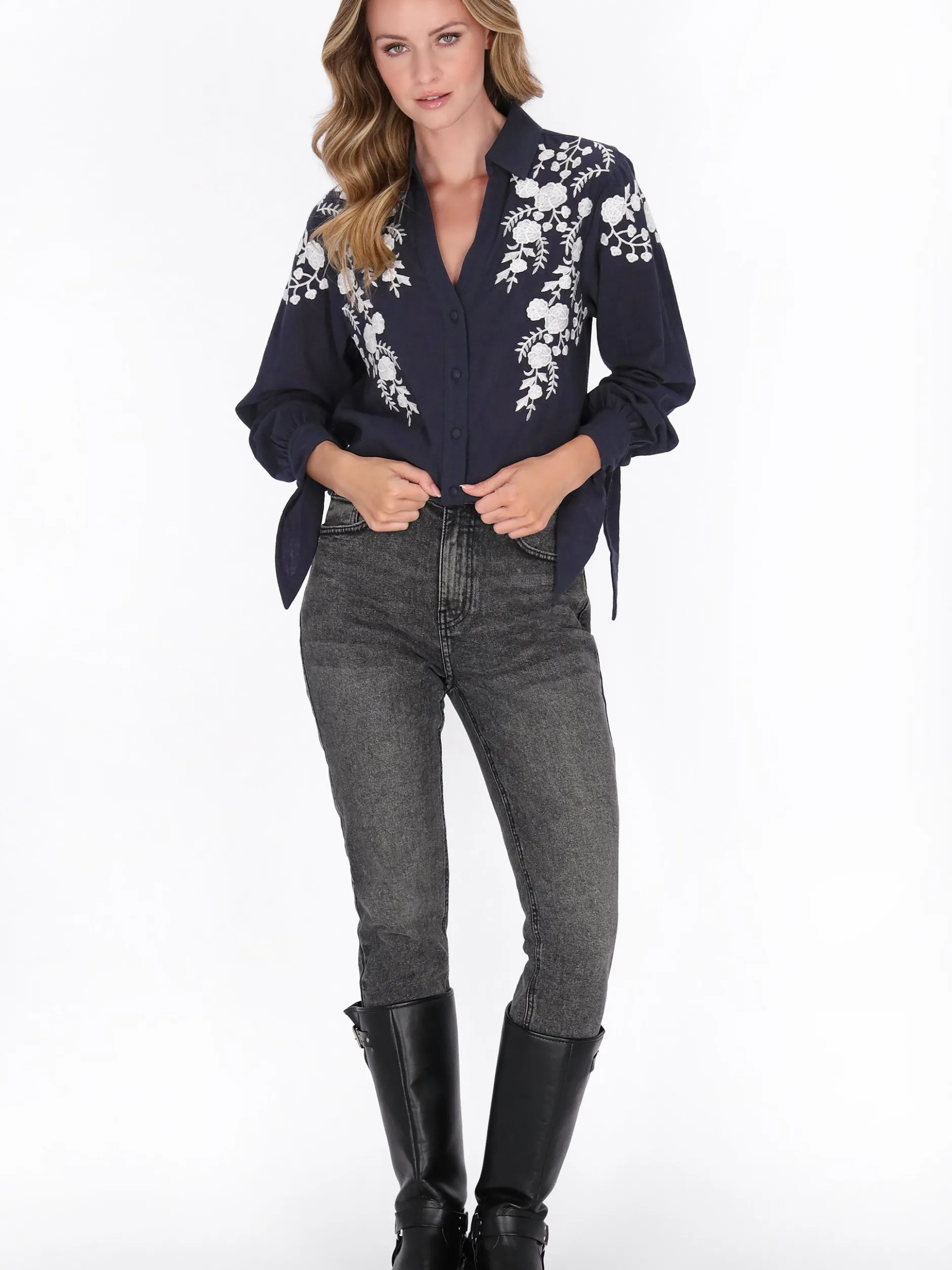 Dreimaster Damen Hemdbluse in marine