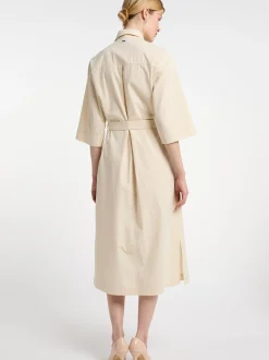 Dreimaster Damen Hemdkleid in beige - Länge: mittel