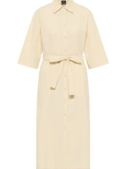 Dreimaster Damen Hemdkleid in beige - Länge: mittel