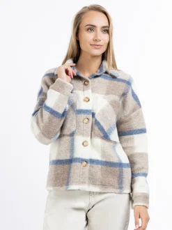 Dreimaster Damen Jacke in blau - Ausschnitt: ohne Kragen