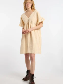 Dreimaster Damen Kleid in beige - Länge: mittel