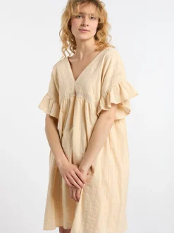 Dreimaster Damen Kleid in beige - Länge: mittel