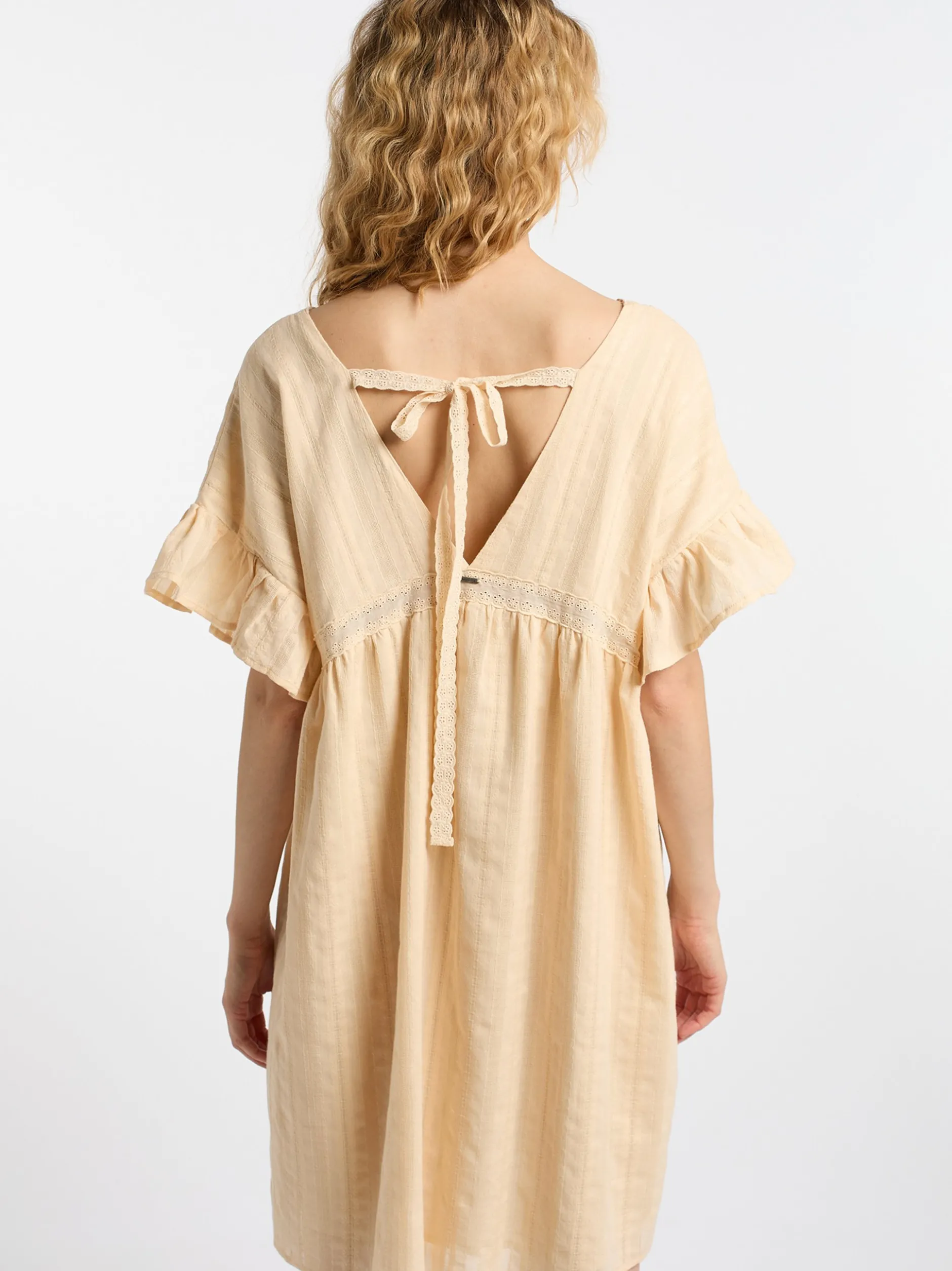 Dreimaster Damen Kleid in beige - Länge: mittel