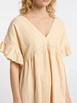 Dreimaster Damen Kleid in beige - Länge: mittel