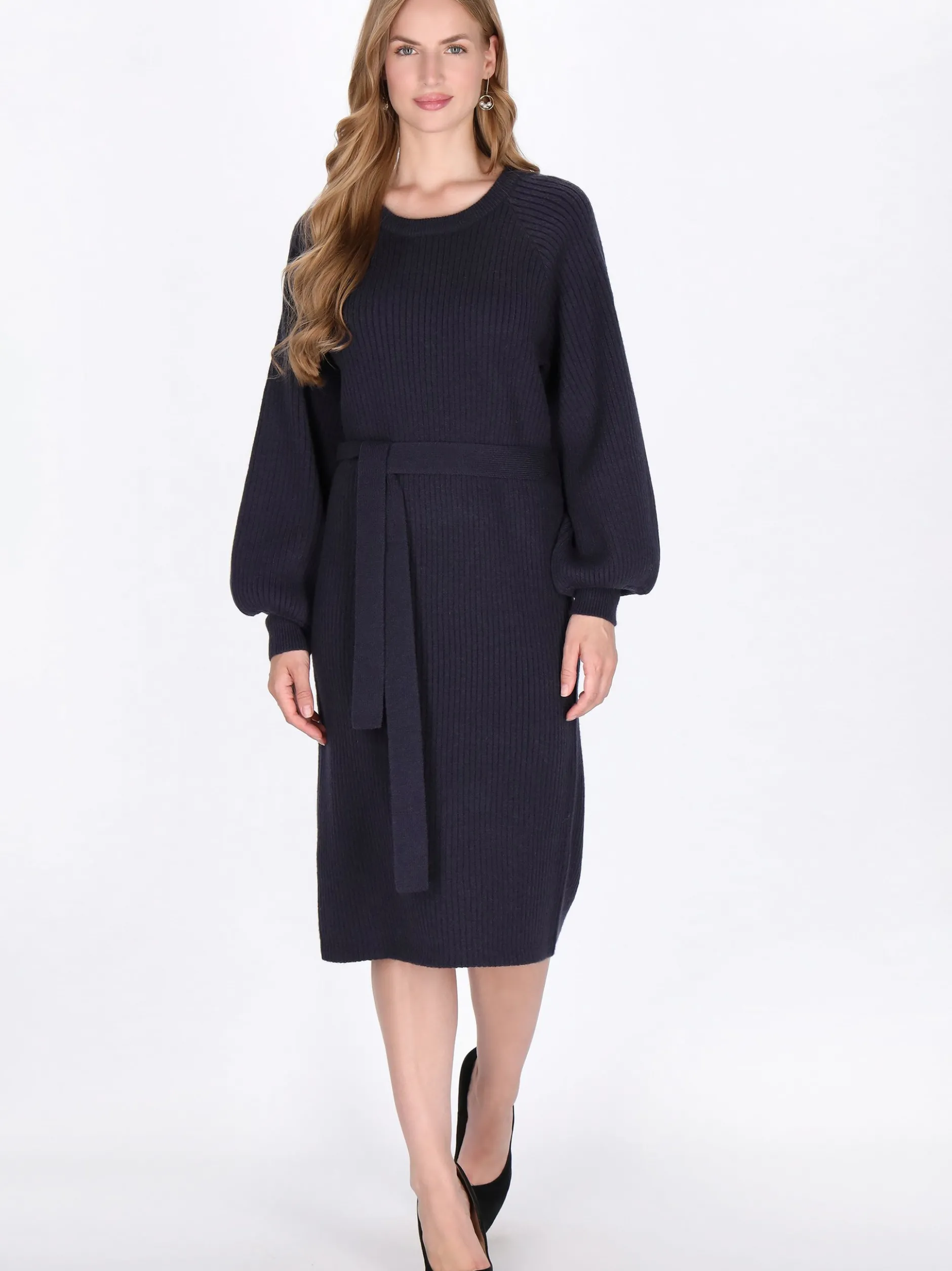 Dreimaster Damen Kleid in blau - Ausschnitt: Rundhals