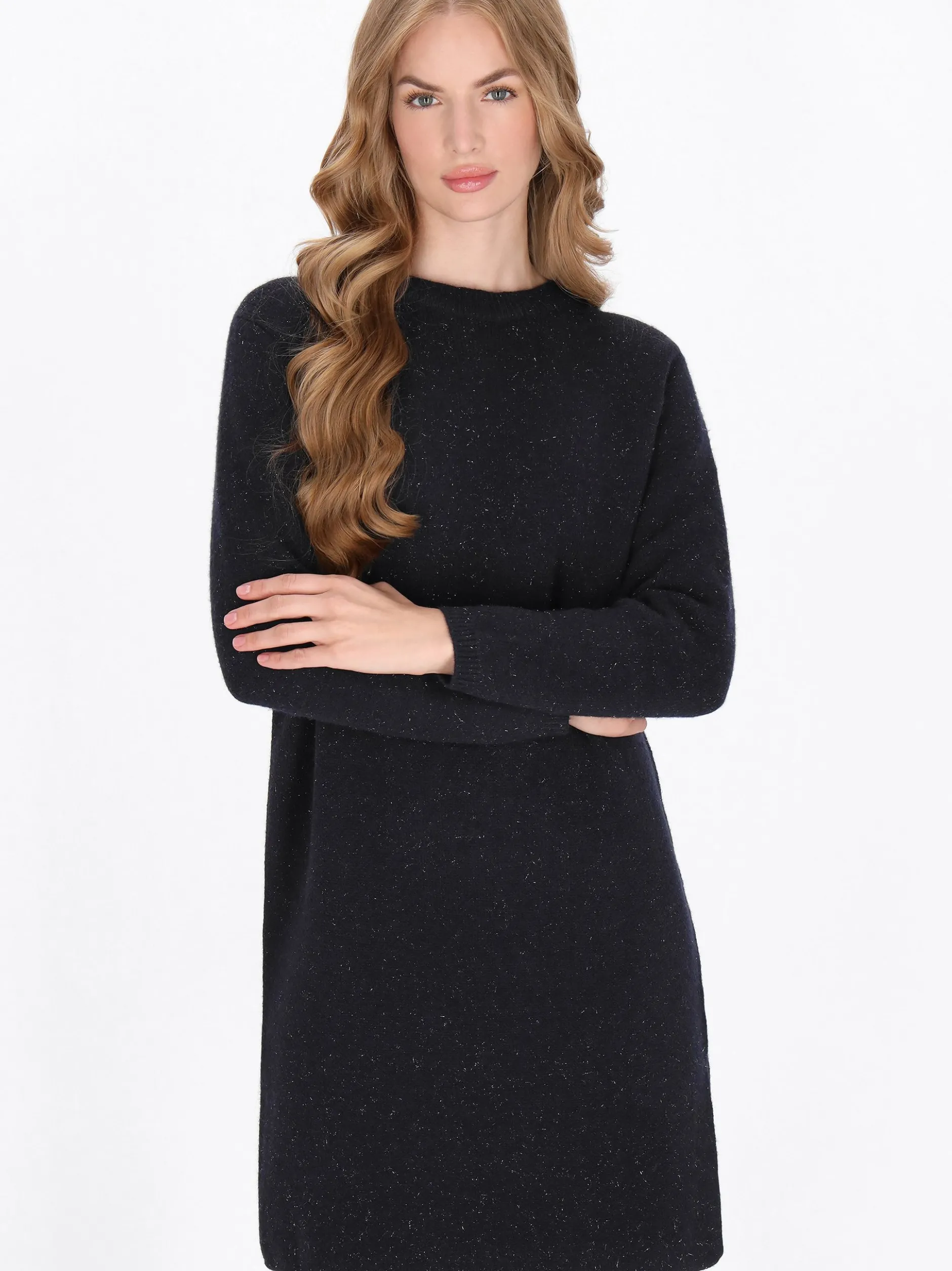 Dreimaster Damen Kleid in blau - Ausschnitt: Rundhals
