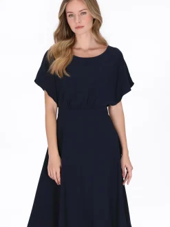 Dreimaster Damen Kleid in blau - Ausschnitt: Rundhals