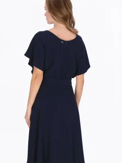 Dreimaster Damen Kleid in blau - Ausschnitt: Rundhals