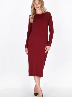 Dreimaster Damen Kleid in bordeaux - Länge: mittel