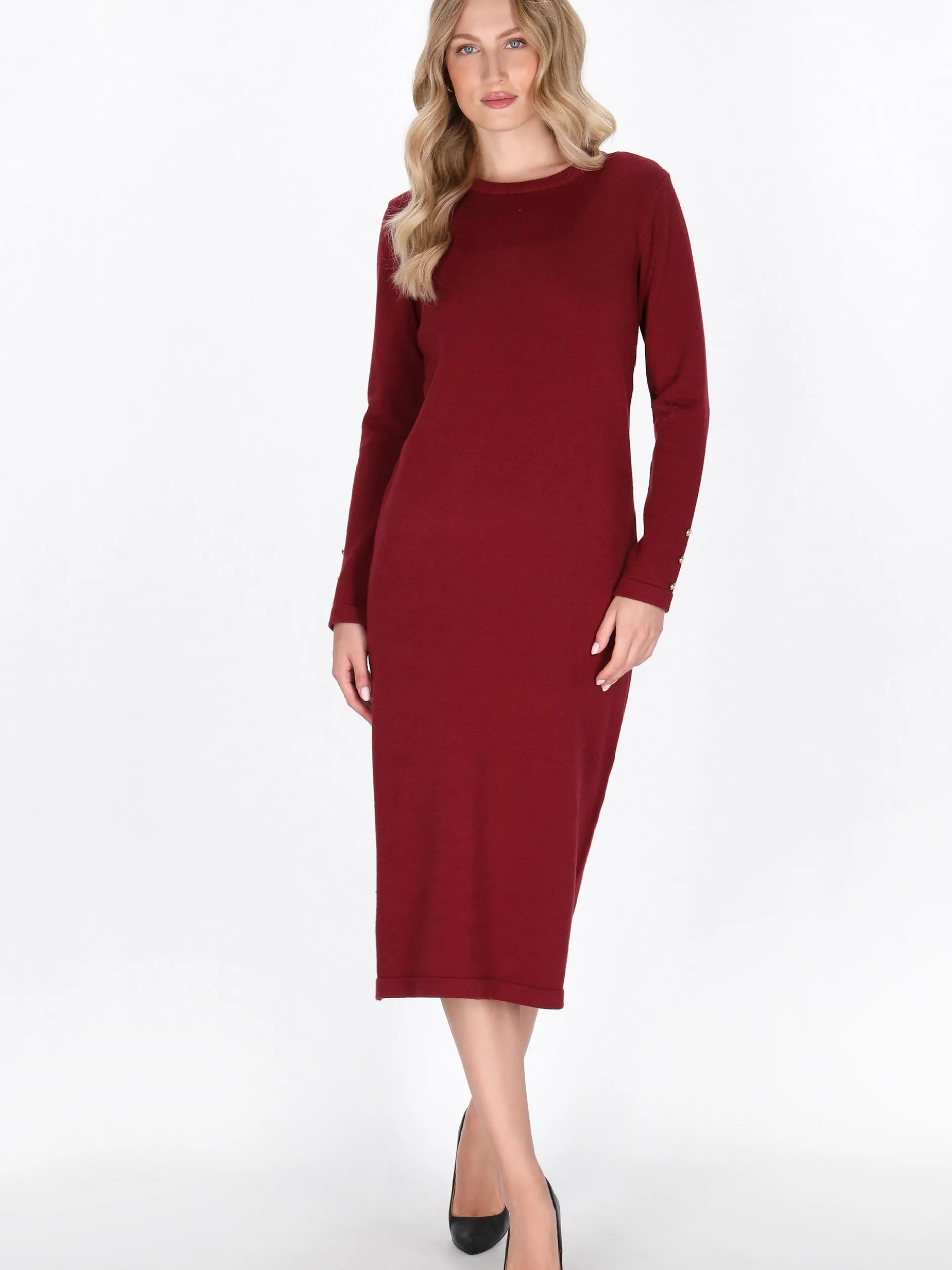 Dreimaster Damen Kleid in bordeaux - Länge: mittel
