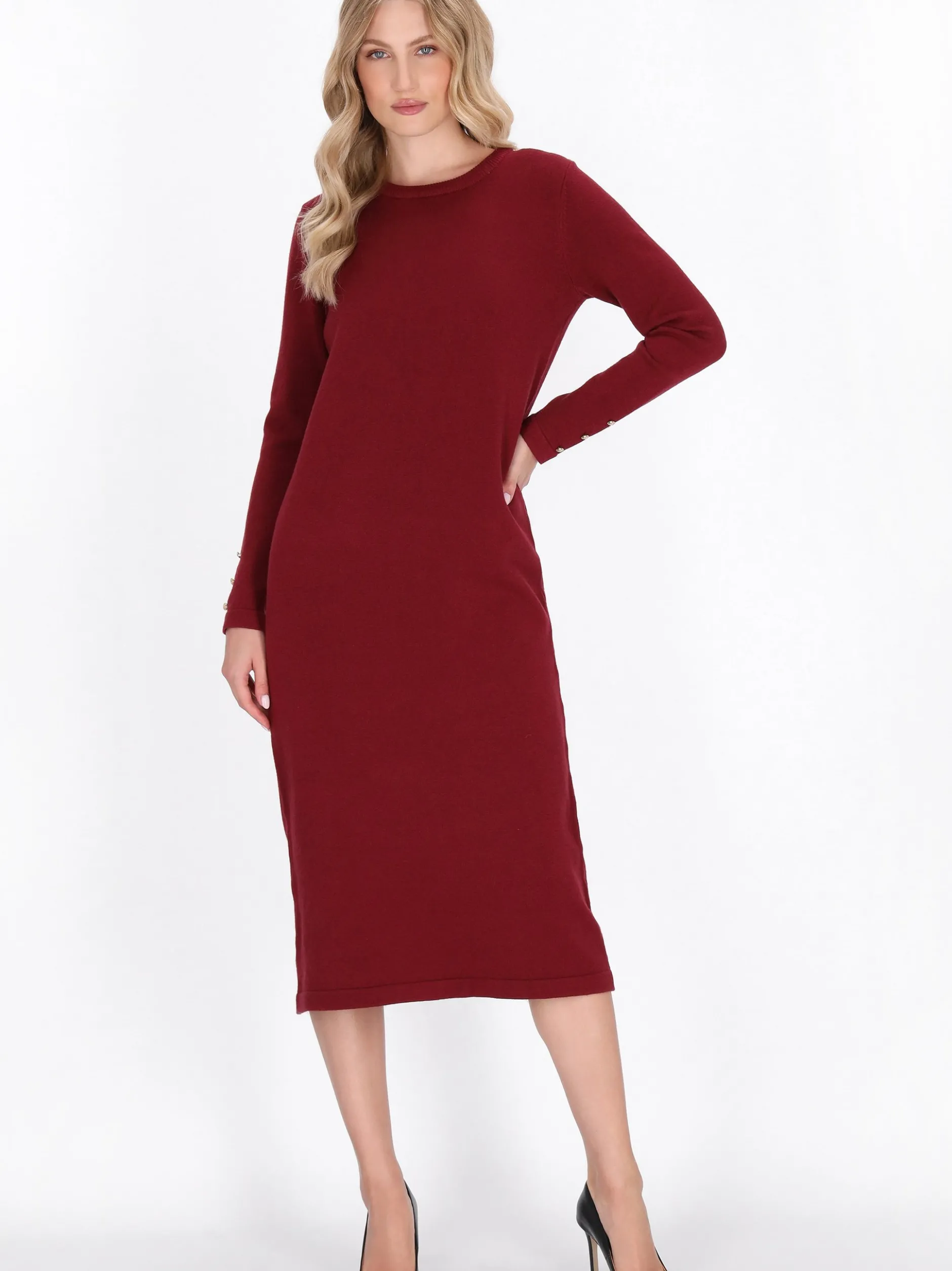 Dreimaster Damen Kleid in bordeaux - Länge: mittel