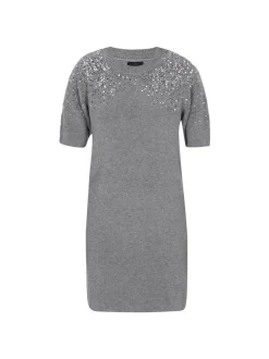 Dreimaster Damen Kleid in grau - Ausschnitt: Rundhals