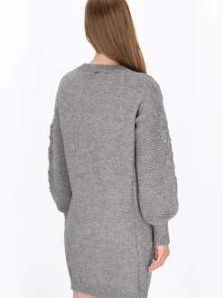 Dreimaster Damen Kleid in grau - Ausschnitt: Rundhals