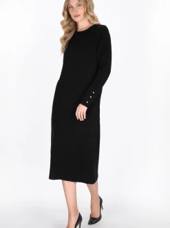 Dreimaster Damen Kleid in schwarz - Ausschnitt: Rundhals