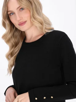 Dreimaster Damen Kleid in schwarz - Ausschnitt: Rundhals