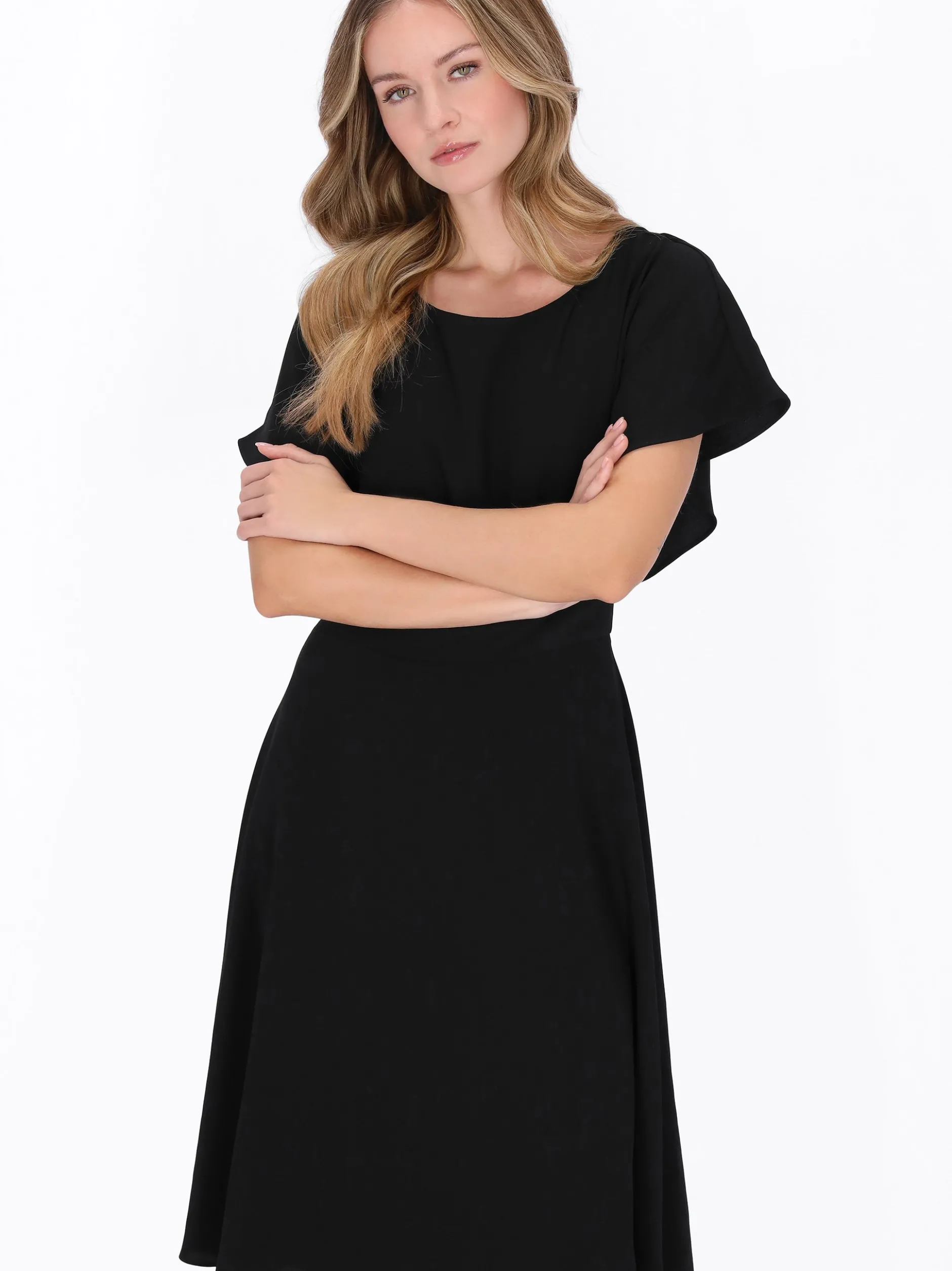 Dreimaster Damen Kleid in schwarz - Ausschnitt: Rundhals