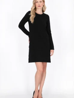 Dreimaster Damen Kleid in schwarz - Ausschnitt: Rundhals