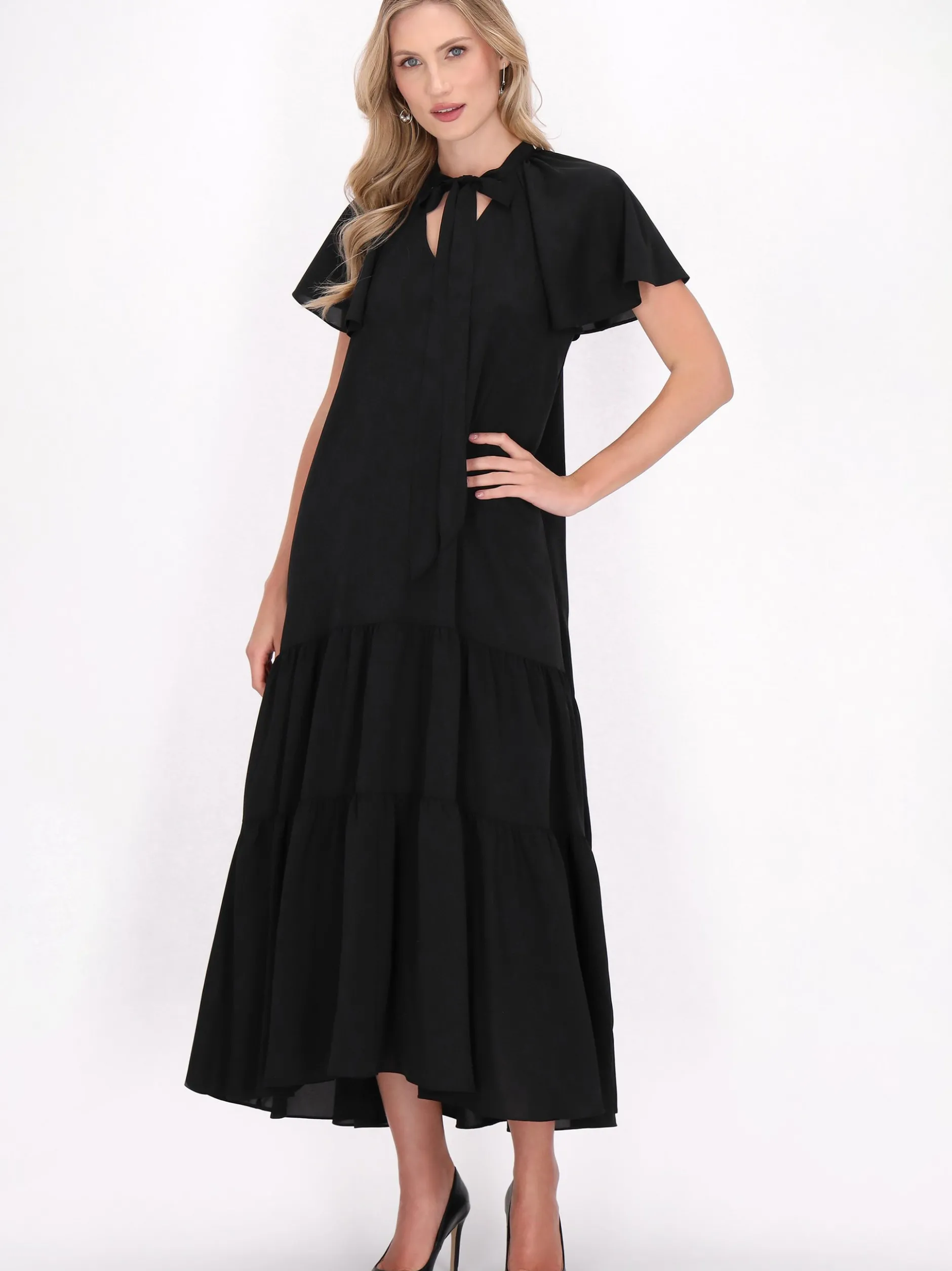 Dreimaster Damen Kleid in schwarz - Länge: mittel
