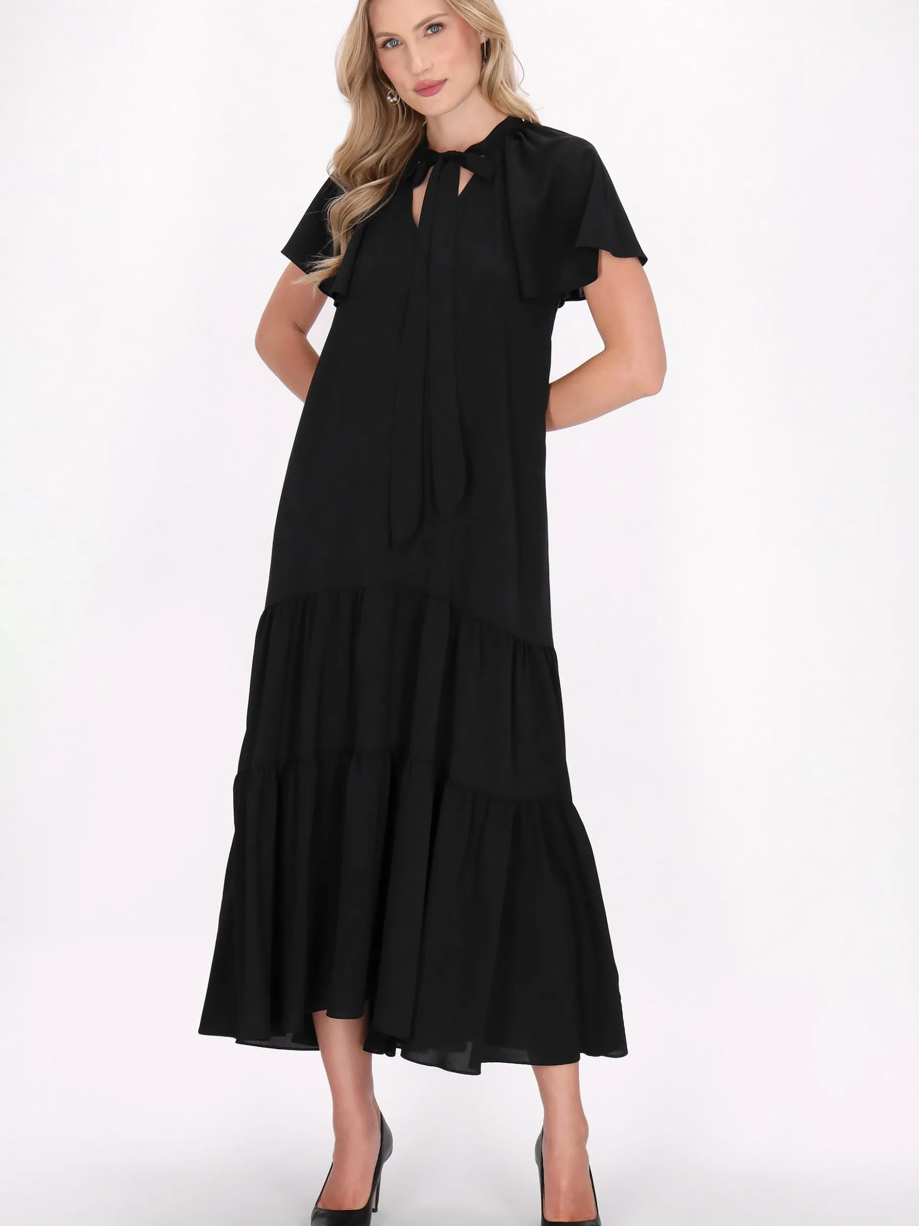 Dreimaster Damen Kleid in schwarz - Länge: mittel