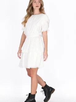 Dreimaster Damen Kleid in weiß - Ausschnitt: Rundhals