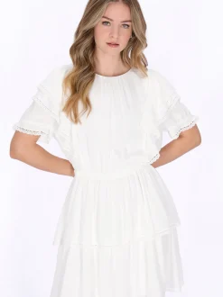 Dreimaster Damen Kleid in weiß - Ausschnitt: Rundhals
