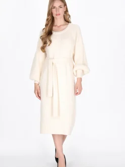 Dreimaster Damen Kleid in weiß - Ausschnitt: Rundhals