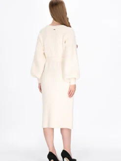 Dreimaster Damen Kleid in weiß - Ausschnitt: Rundhals
