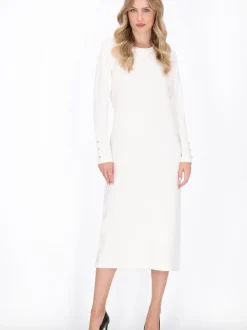 Dreimaster Damen Kleid in weiß - Ausschnitt: Rundhals
