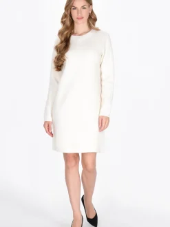 Dreimaster Damen Kleid in weiß - Ausschnitt: Rundhals