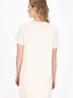 Dreimaster Damen Kleid in weiß - Ausschnitt: Rundhals