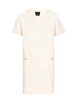 Dreimaster Damen Kleid in weiß - Ausschnitt: Rundhals
