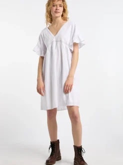 Dreimaster Damen Kleid in weiß - Länge: mittel