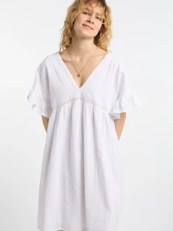 Dreimaster Damen Kleid in weiß - Länge: mittel