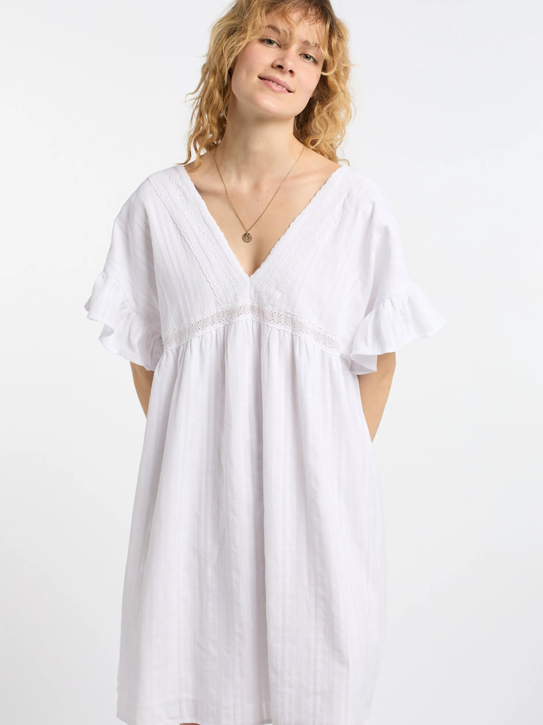 Dreimaster Damen Kleid in weiß - Länge: mittel