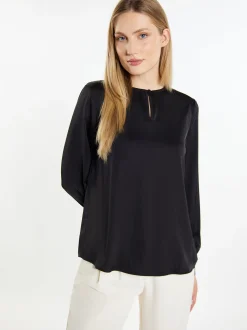 Dreimaster Damen Langarmbluse in schwarz